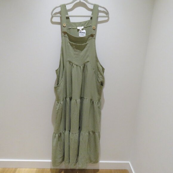 ODDI LOS ANGELES Everlee Apron Pinafore Tiered Maxi Dress in Sage Green 2XL NWT - Picture 2 of 15